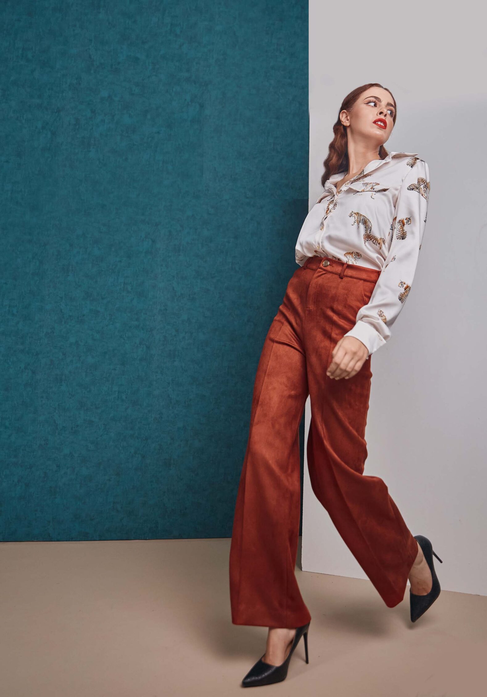 Red velvet stylish pants