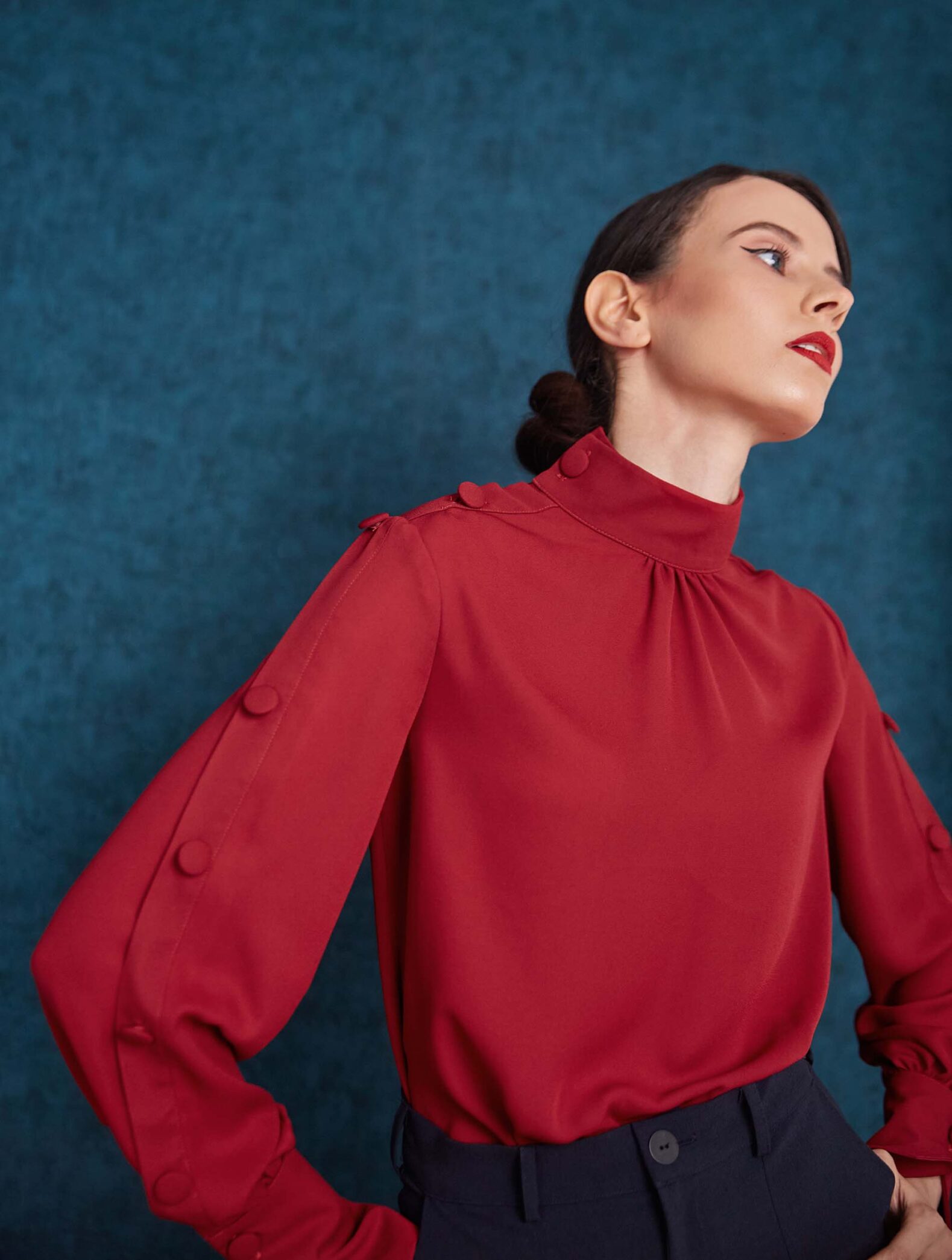 Stylish buttoned red shirt