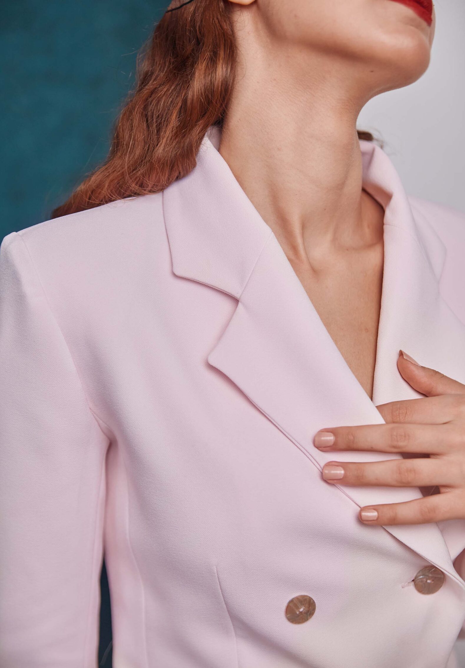 Tailored double breasted pink blazer