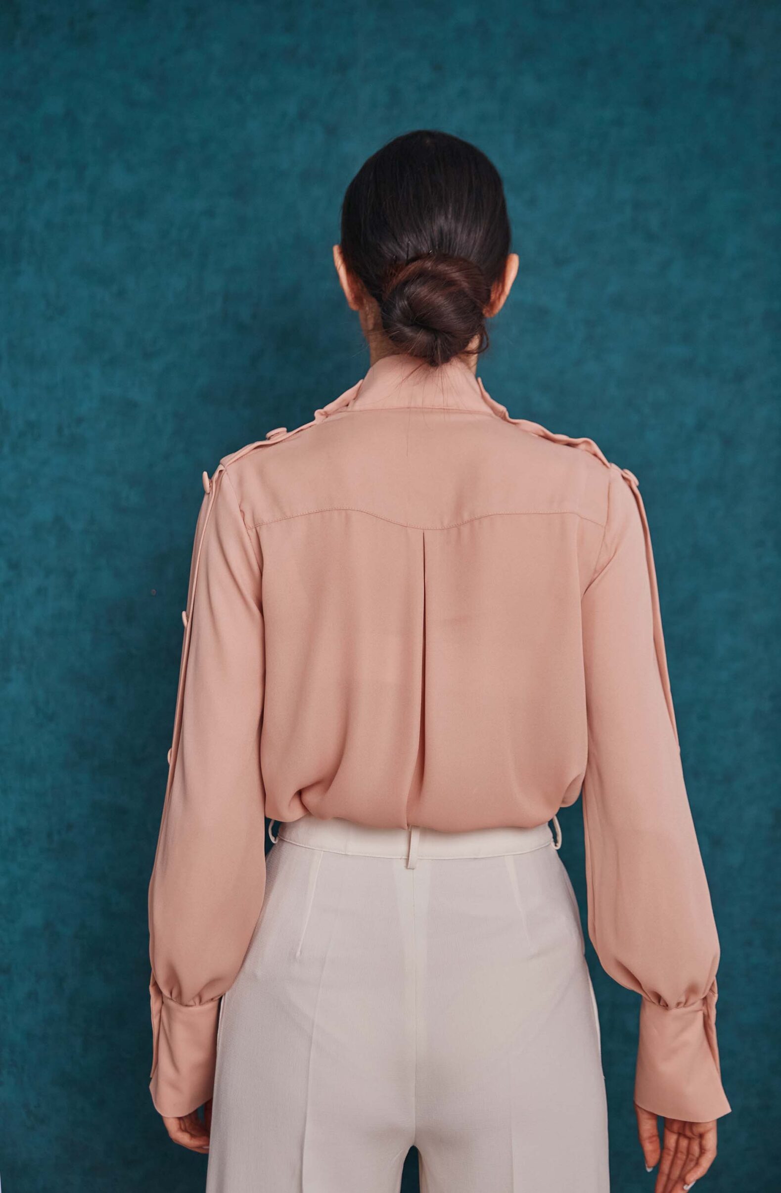 Mandarin collar light pink shirt