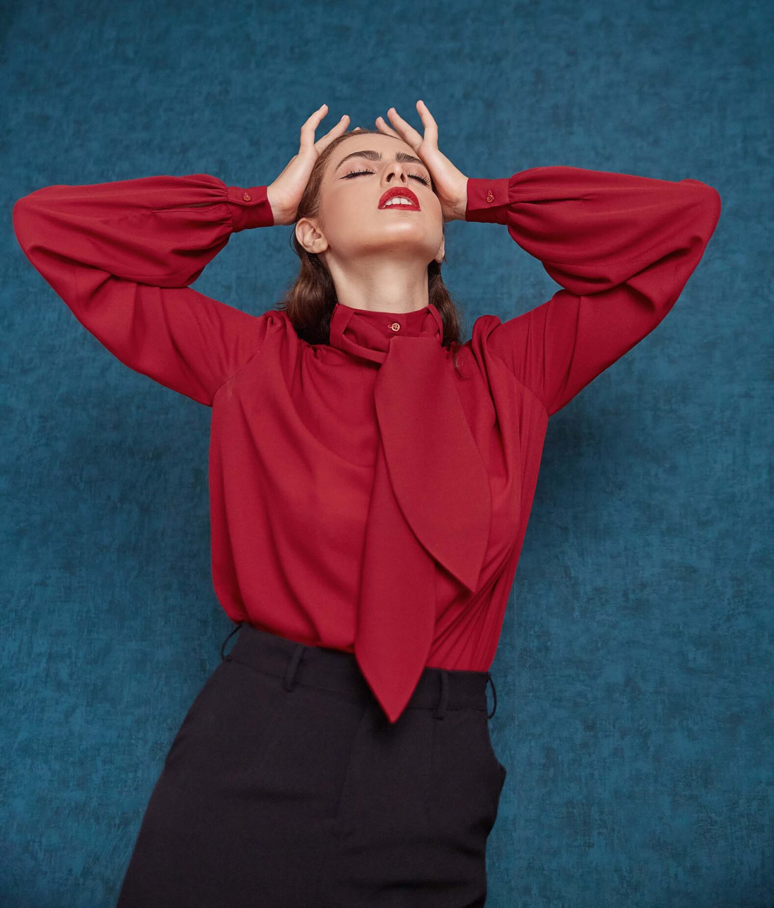 Red tie neck stylish shirt