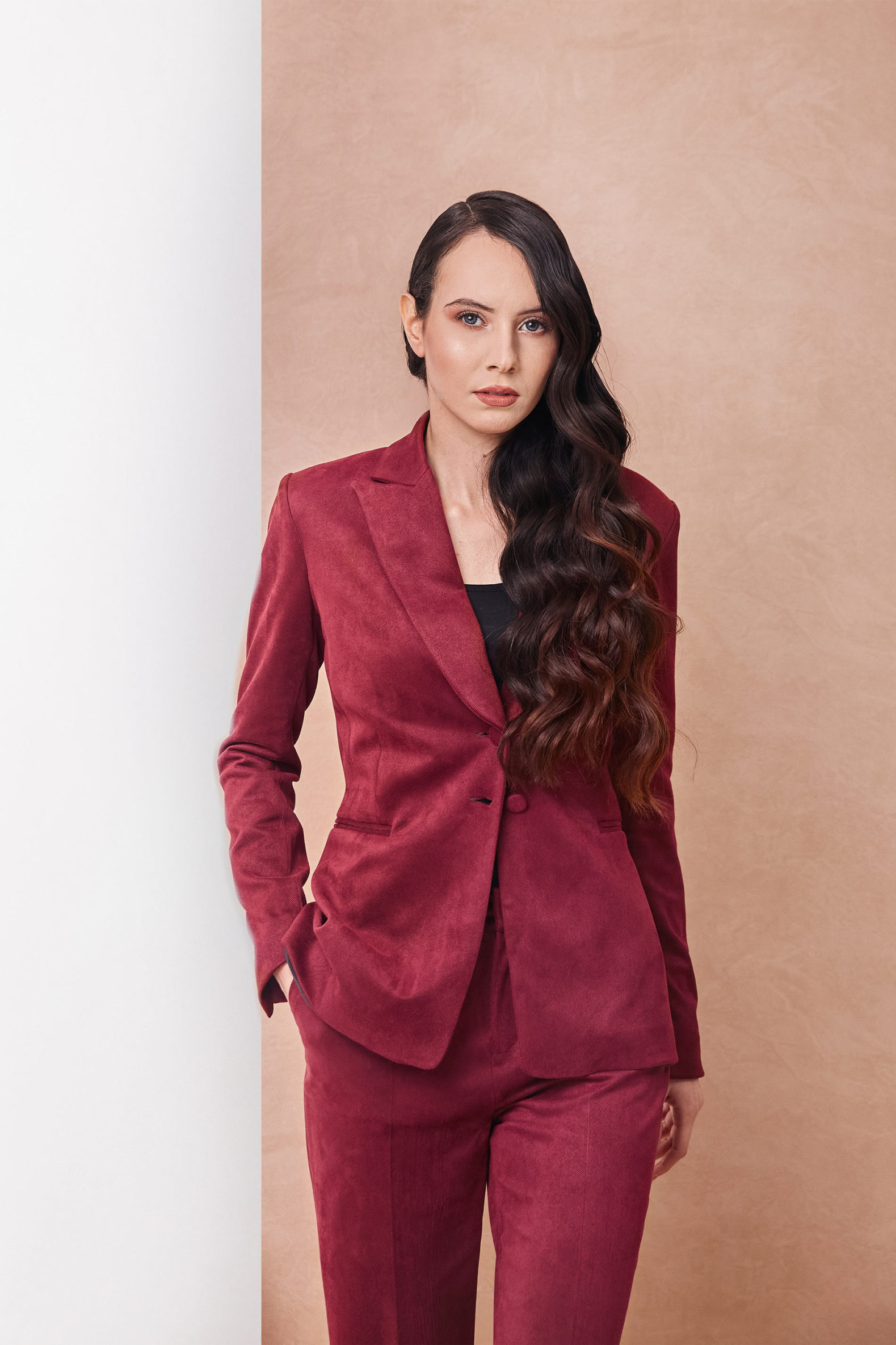 Luxury Scuba Suede Red Blazer