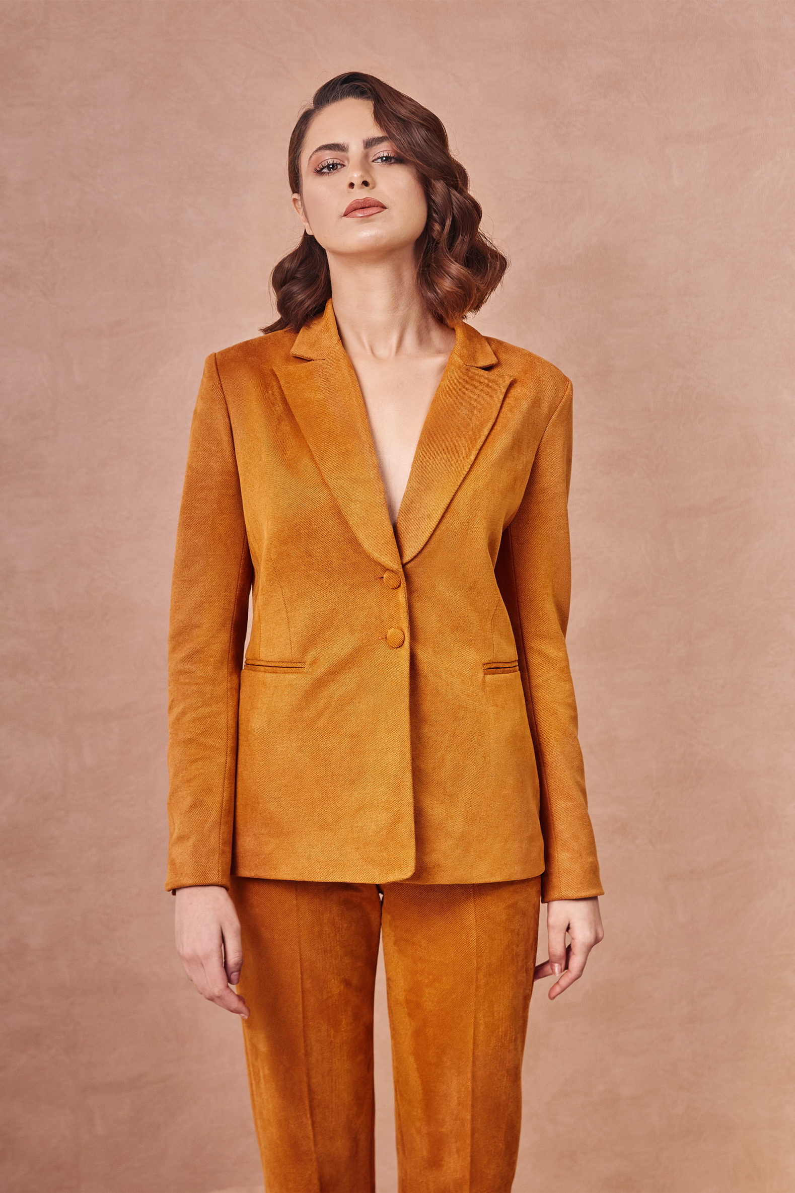 Luxury Scuba Suede Orange Blazer