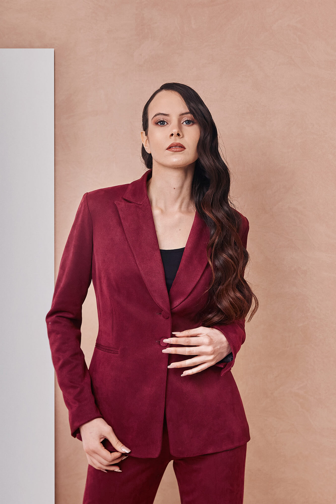 Luxury Scuba Suede Red Blazer