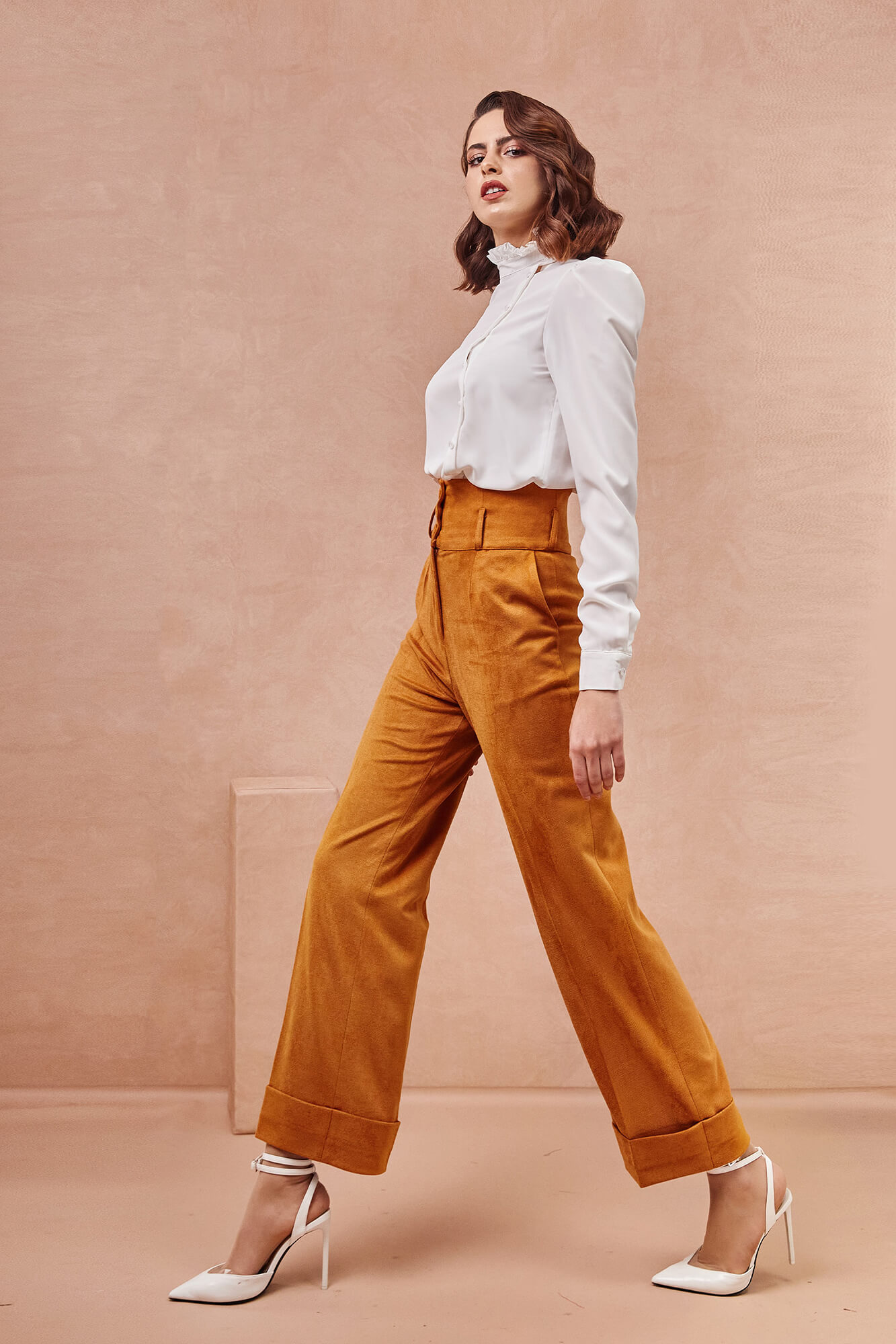 High Waisted Orange Pants