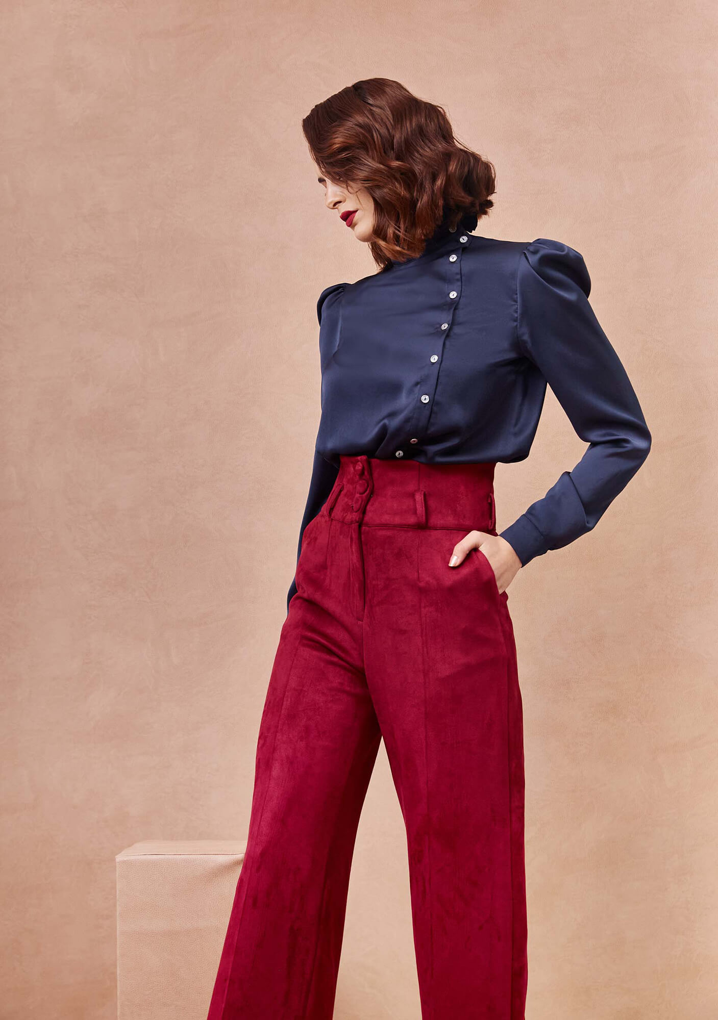 High Waisted Magenta Pants