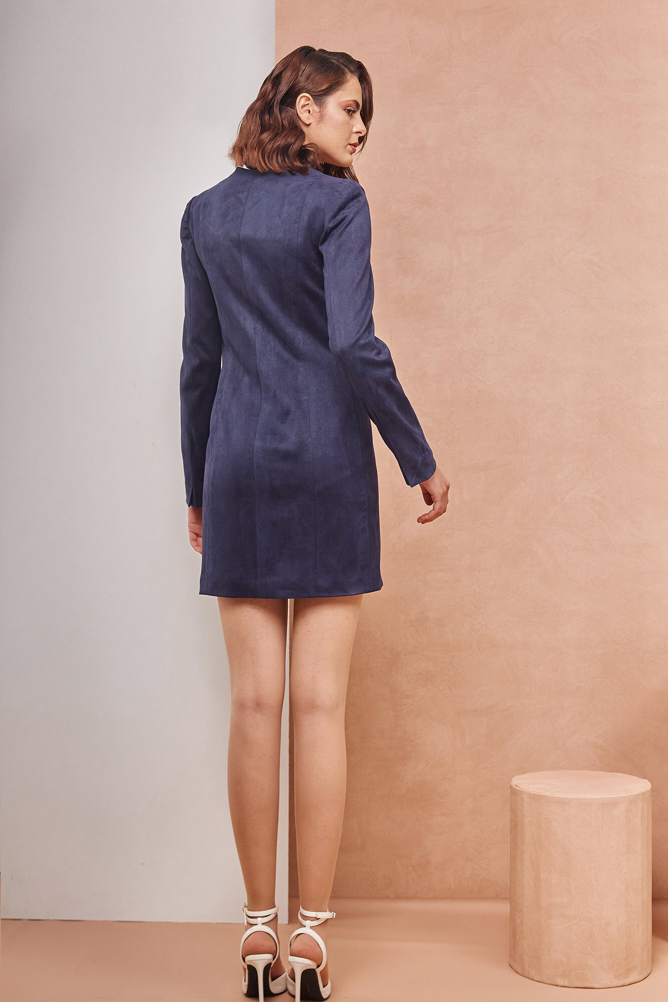 Luxury Heritage Square Neck Blue Mini dress