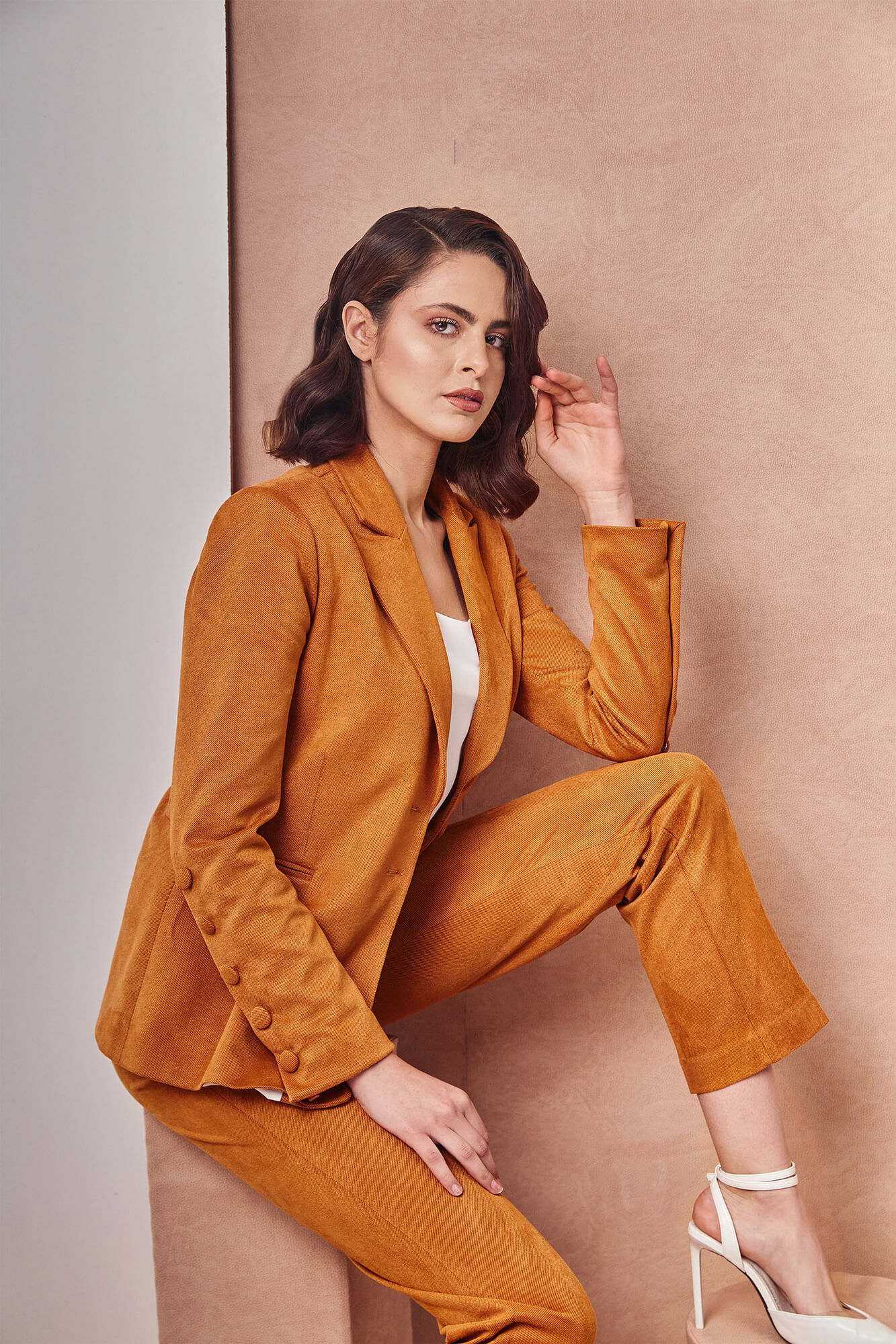 Luxury Scuba Suede Orange Blazer