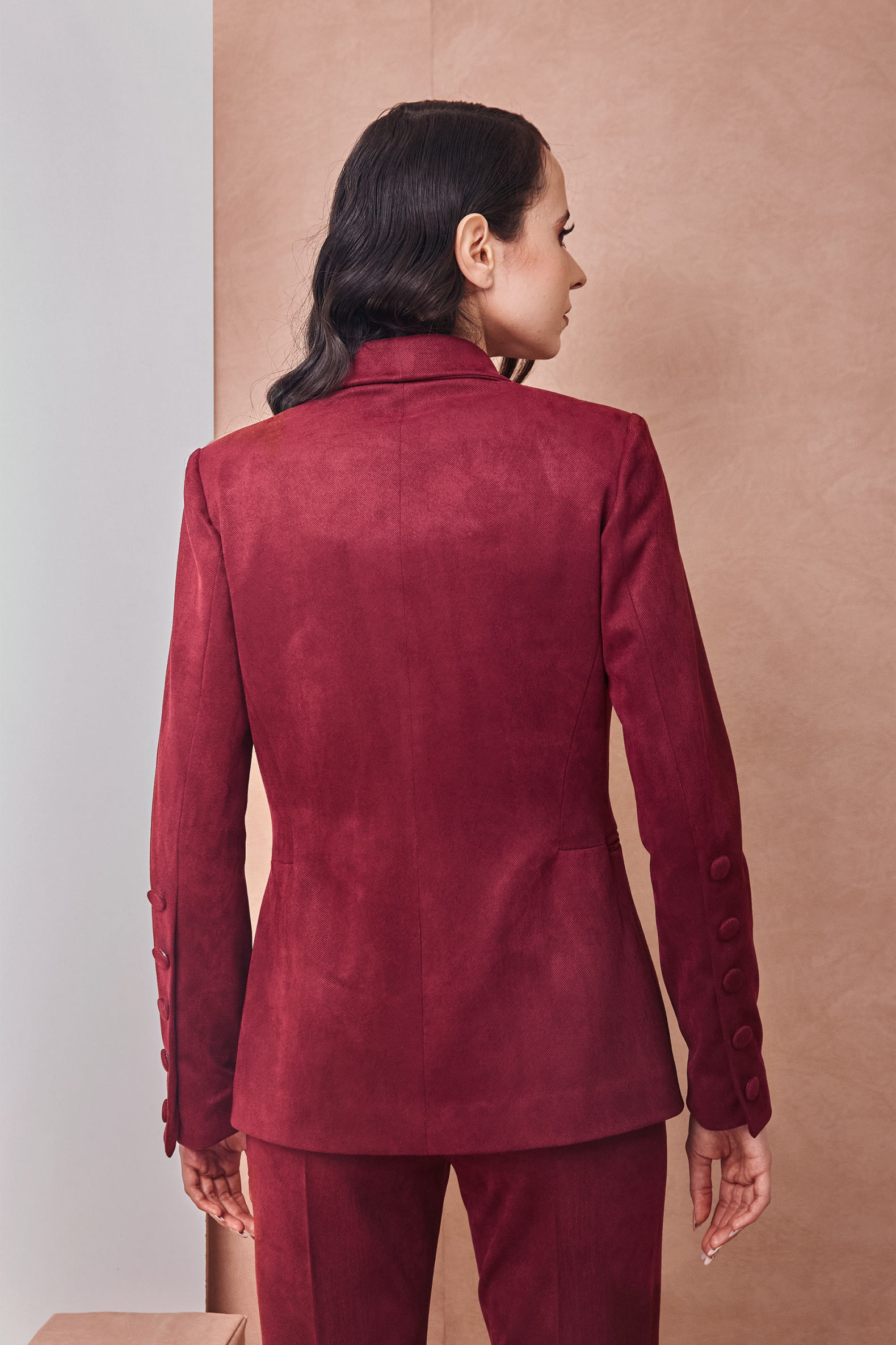 Luxury Scuba Suede Red Blazer