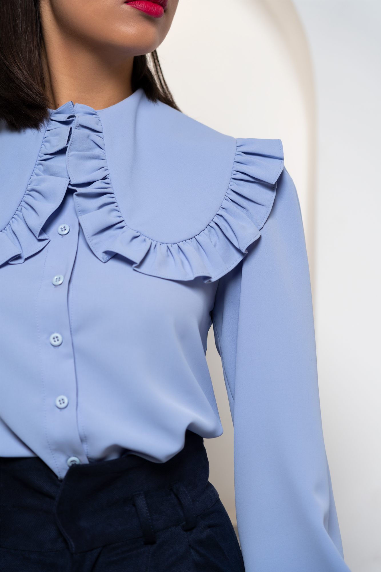 Glamorous Shirt In Blue With peter pan frill collar