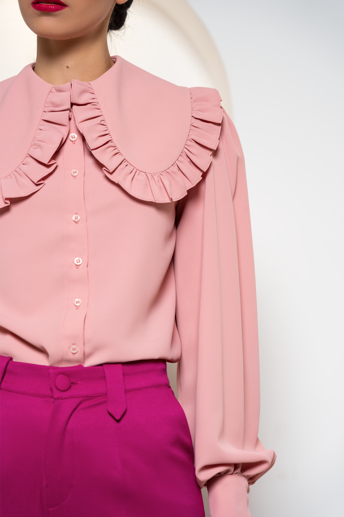 Glamorous Shirt In Pink With peter pan frill collar