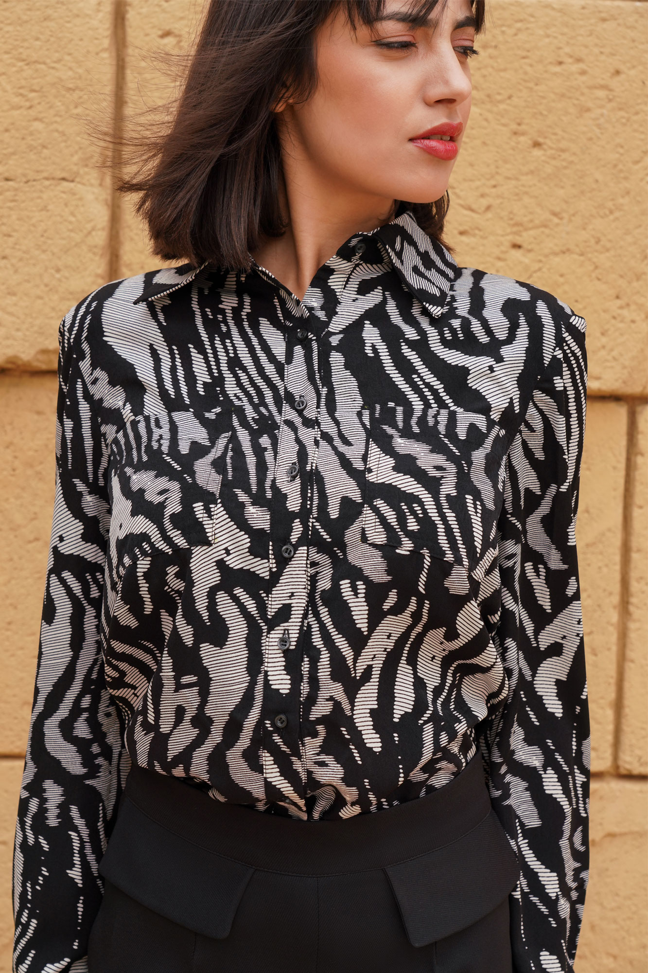 Monochrome Printed Formal Shirt