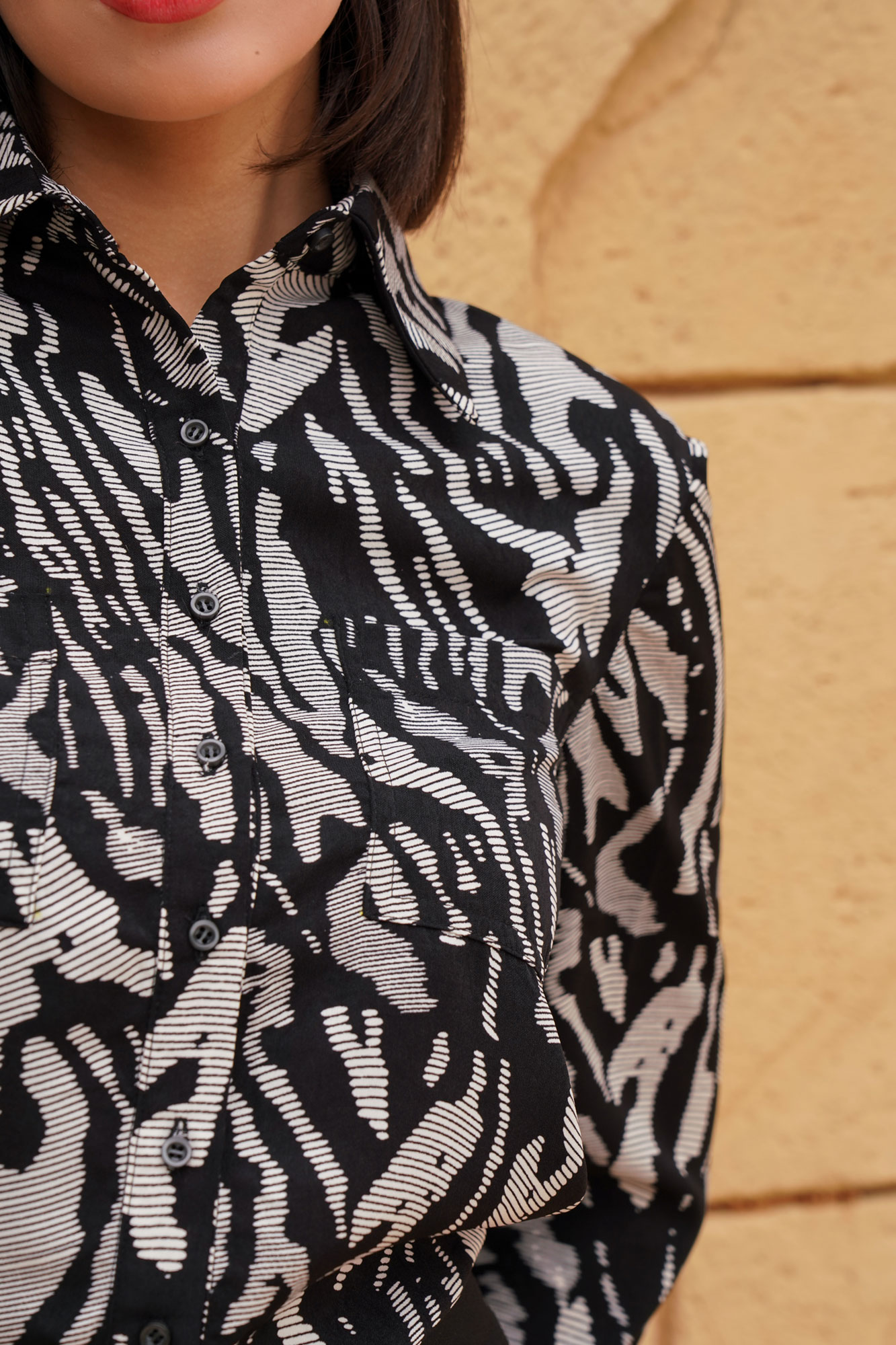 Monochrome Printed Formal Shirt