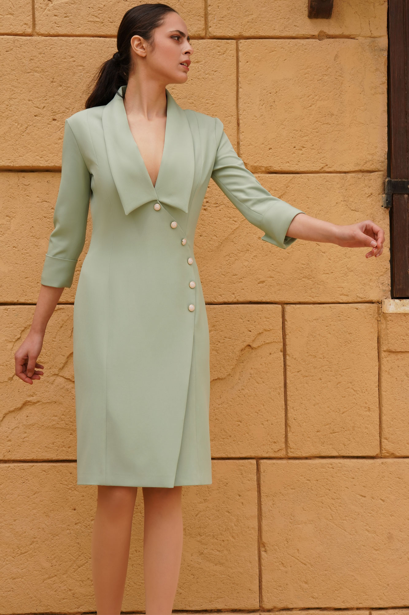 Unique Embellished Pastel Green Dress