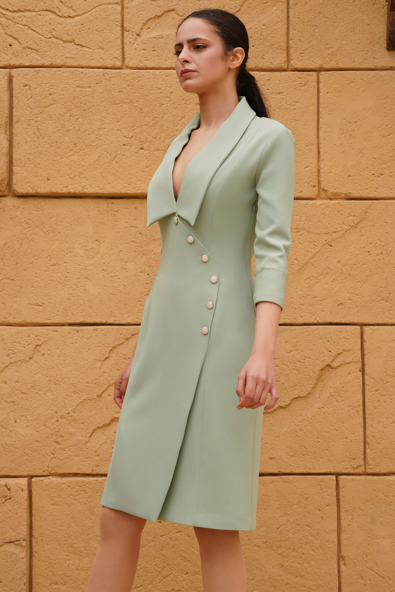 Unique Embellished Pastel Green Dress