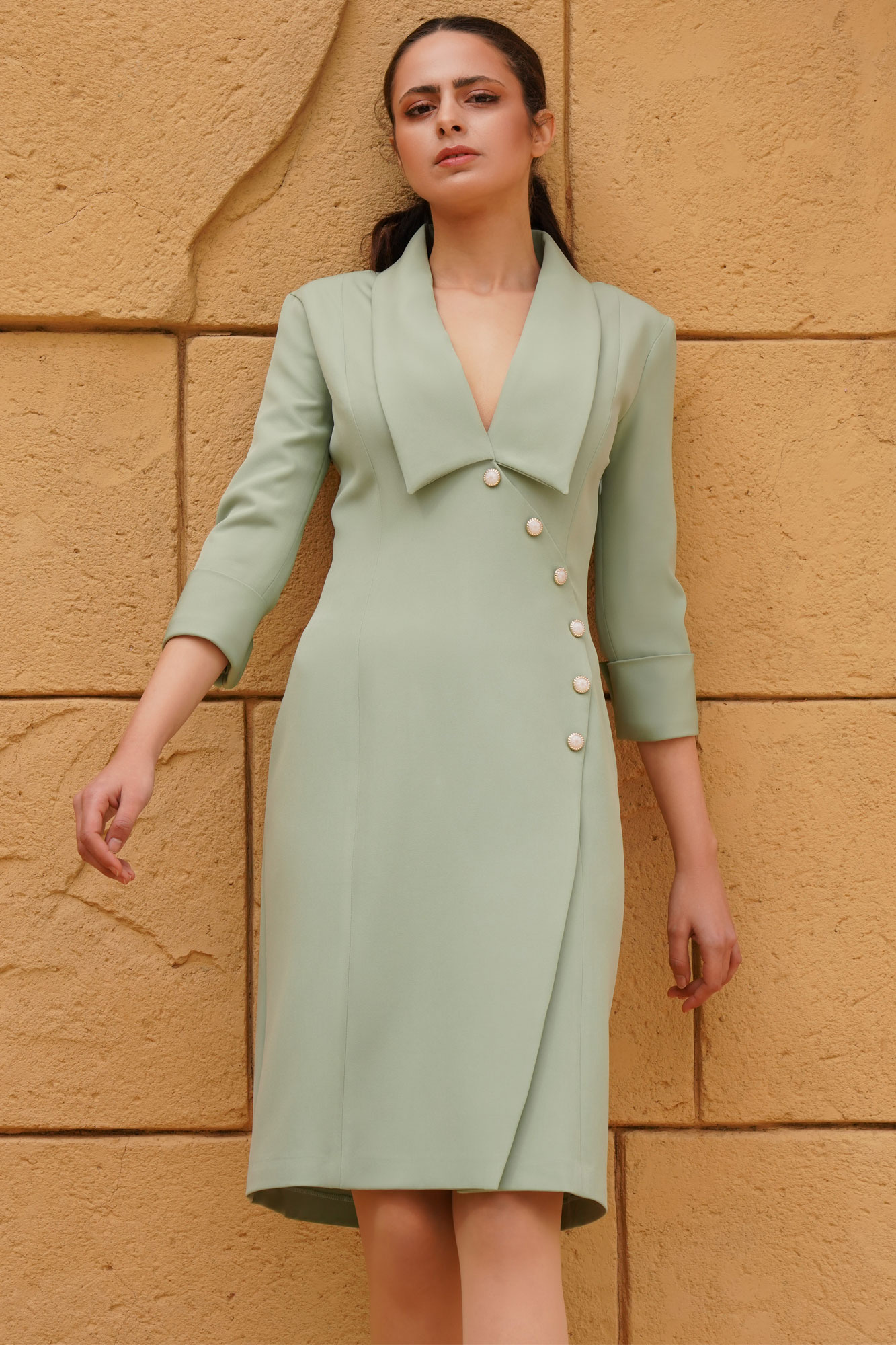 Unique Embellished Pastel Green Dress