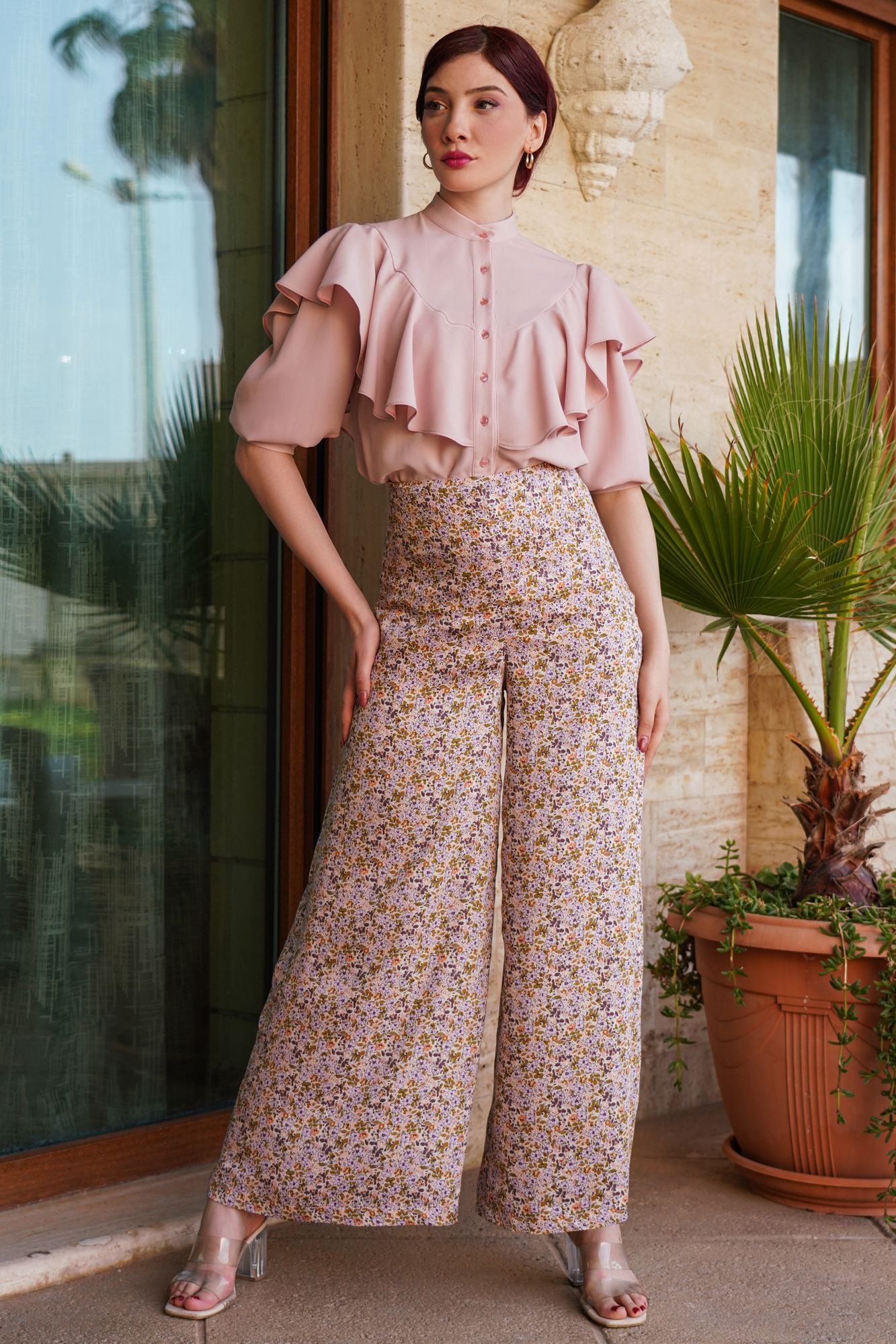 Super Wide Leg Pastel Printed Pants