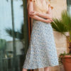 Flared Floral Blue Midi Skirt
