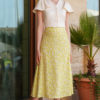Flared Floral Yellow Midi Skirt