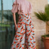 Ruffle-trim Button-up Shirt In Pink And Pants